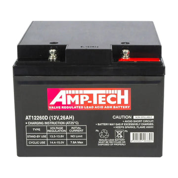 SuperCharge AmpTech 12V 26AH Vrla AGM Deep Cycle Battery - AT12260D